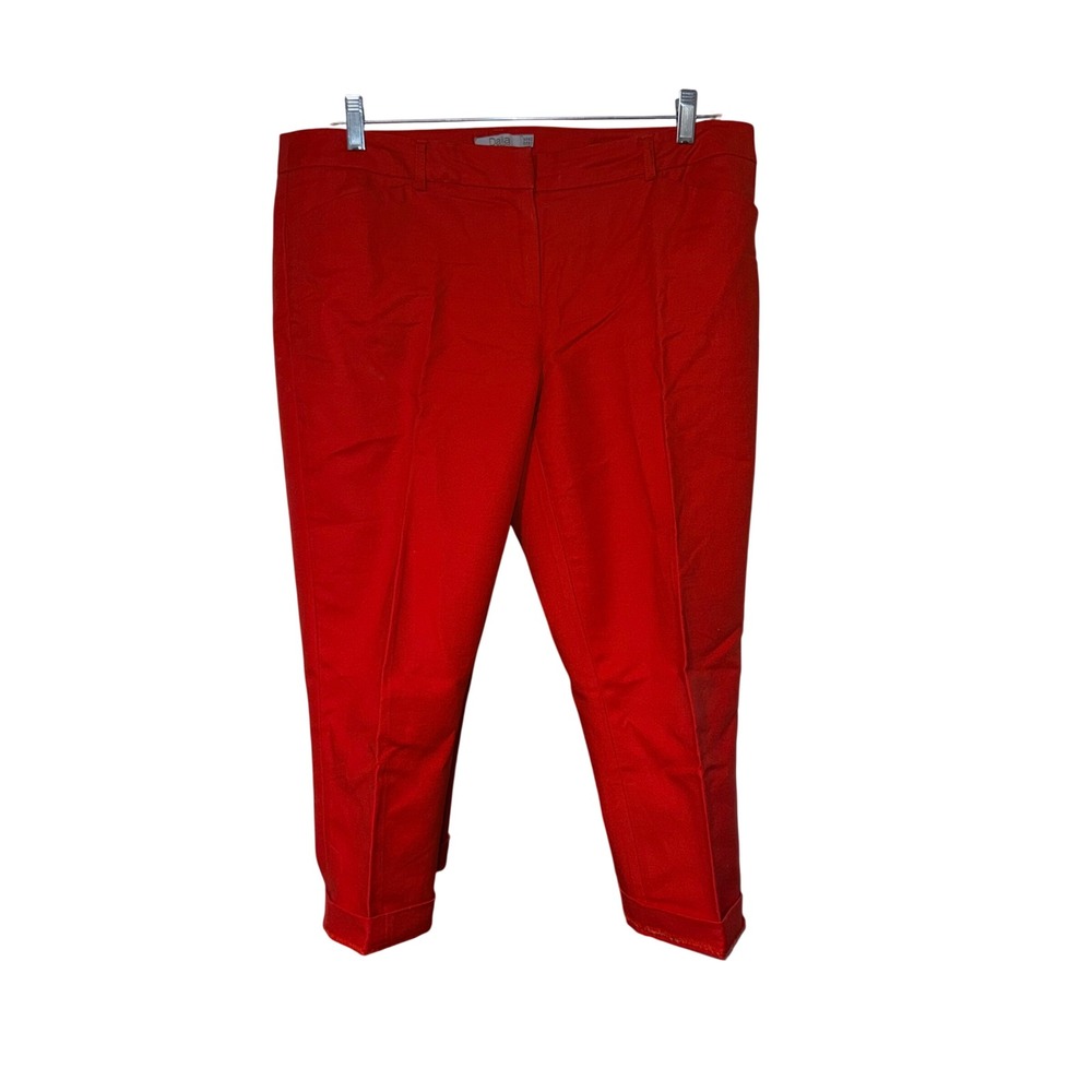 Dalia Cropped Ankle Trousers Womens 12 Red Woven Pants